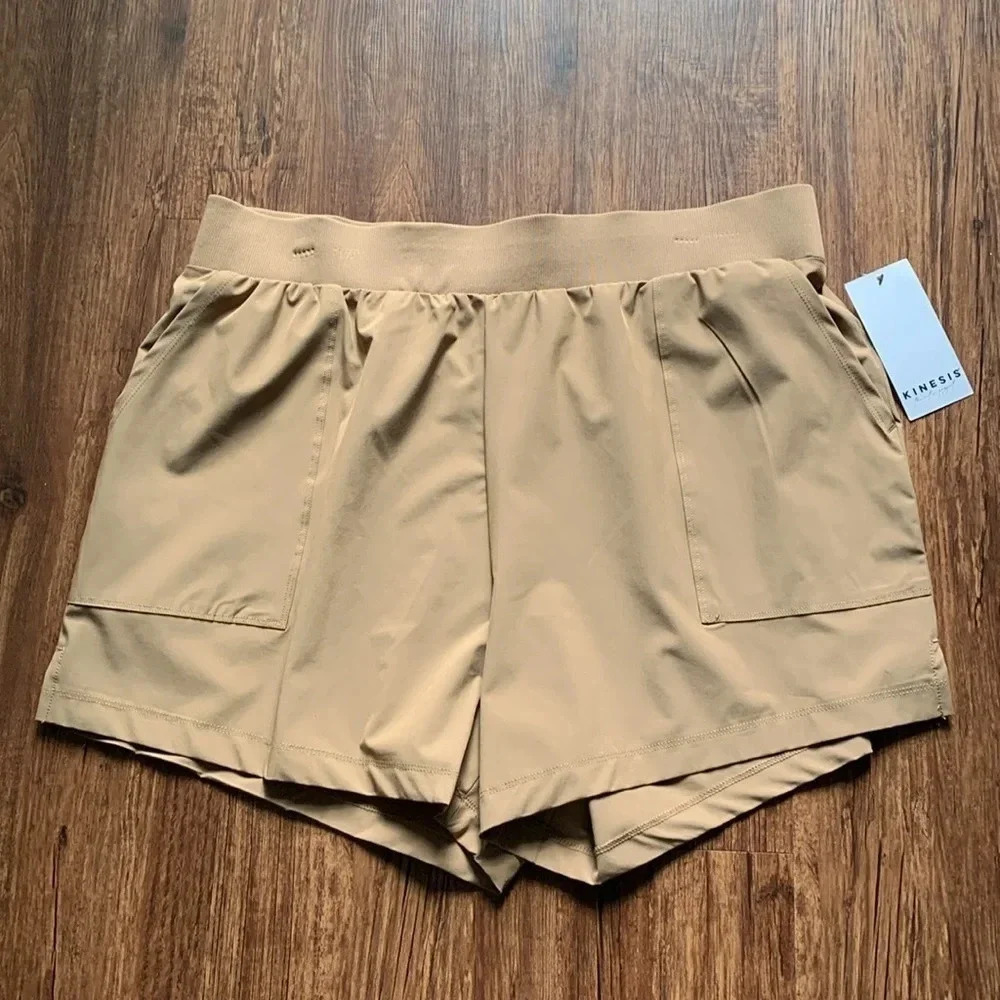 Kinesis Women’s Athletic Shorts Size L Chocolate Brown Cocoa Creme NWT